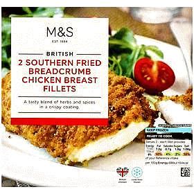 M S British 2 Southern Fried Chicken Breast Fillets Frozen 220g