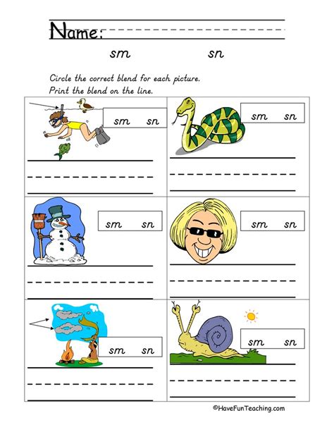 Blends Sm Sn Worksheet By Teach Simple