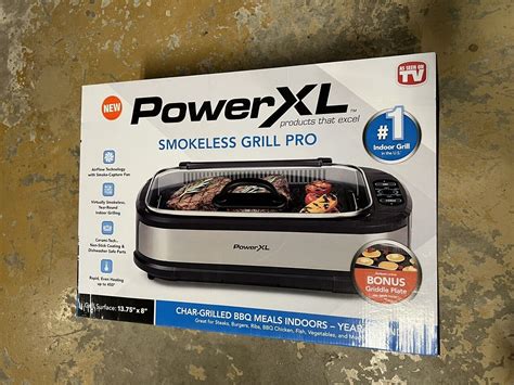 BRAND NEW PowerXL Smokeless Grill Griddle Pro Stainless Model PG