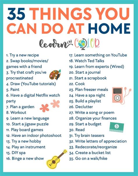 35 Activities You Can Do From Home - Learn in Color