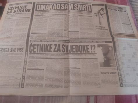 VECERNJE NOVINE RATNO IZDANJE 22 MART 1993 GODINE RIJETKO