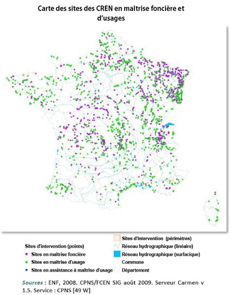 Carte Des Sites Des Cren En Ma Trise Fonci Re Et D Usages Zones Humides