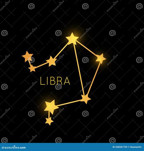 Libra Golden Zodiac Constellation Gold Stars Sign Stock Vector