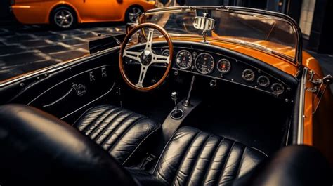 Premium AI Image | Black leather interior of a sports orange car