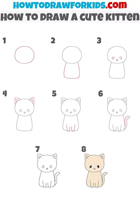 How To Draw A Cute Kitten Easy Drawing Tutorial For Kids Cat