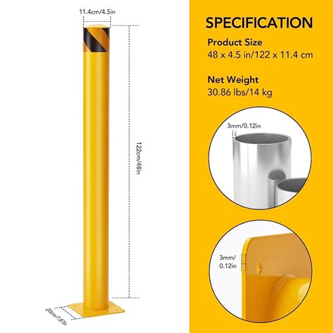 Safety Bollard Towallmark 4 Packs 36 Inch Height Bollard Post 45