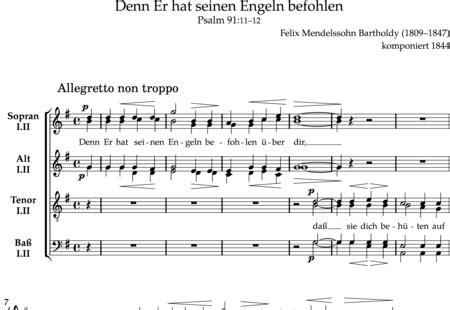 Denn Er Hat Seinen Engeln Befohlen Op Nr Felix Mendelssohn