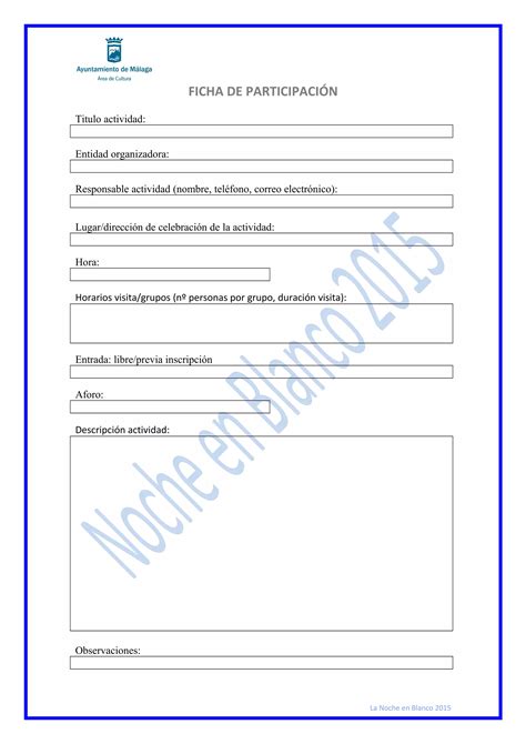 Ficha De Participaci N Noche En Blanco Pdf