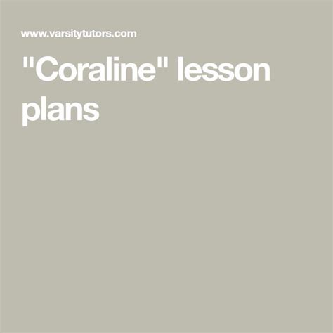 "Coraline" lesson plans | Lesson plans, How to plan, Lesson