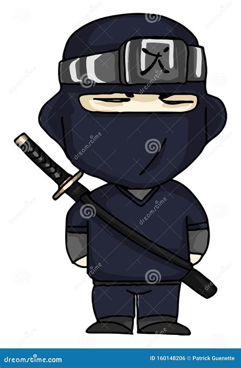 Ninja Warrior Cartoon Vector Or Color Illustration