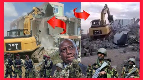 Heavy Armed Rutos Police With Excavators Demolishes Houses In Athi