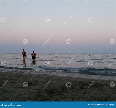 Fool Moon Of July At Oroklini Beach At Larnaca Cyprus Editorial Stock