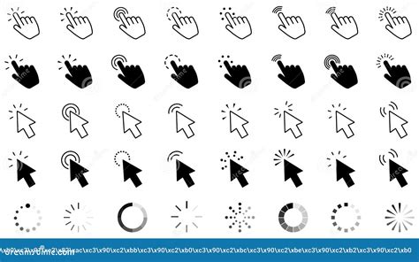 Set Cursors Loading Digital Illustration Flat Button With Set Cursors