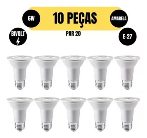 Kit 10 Lampada Par 20 Led 6w E27 3000k Ip65 Bivolt Ourolux Frete grátis