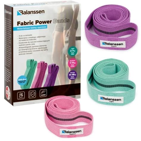 Zestaw 3 gum materiałowych oporowych do ćwiczeń Power Bands Balanssen