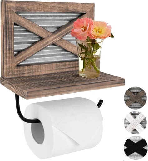 Amazon Aidili Rustic Farmhouse Toilet Paper Holder With Shelf