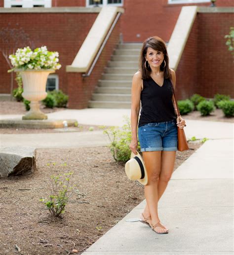 Blank Tank With Denim Shorts Cyndi Spivey Shorts Outfits Women