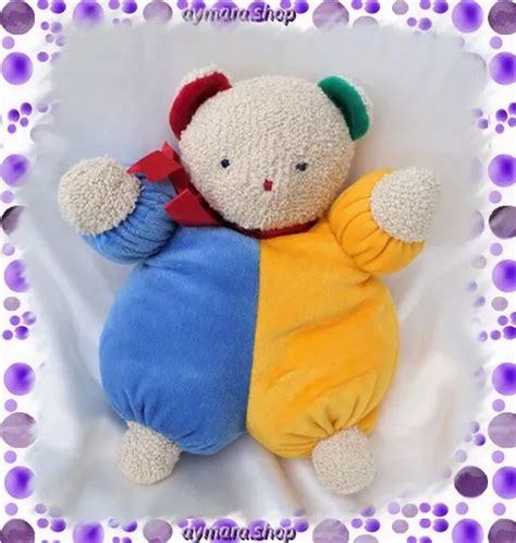 DOUDOU PELUCHE OURS Jaune Bleu Noeud Rouge C D J Histoire D Ours