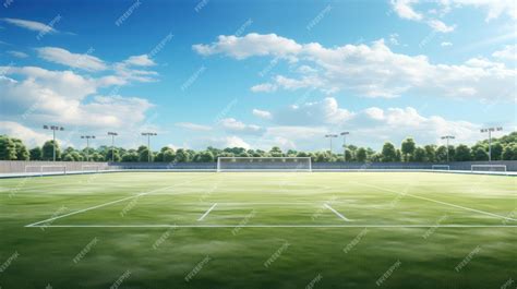 Premium AI Image | Football soccer pitch with grass pattern3d rendering