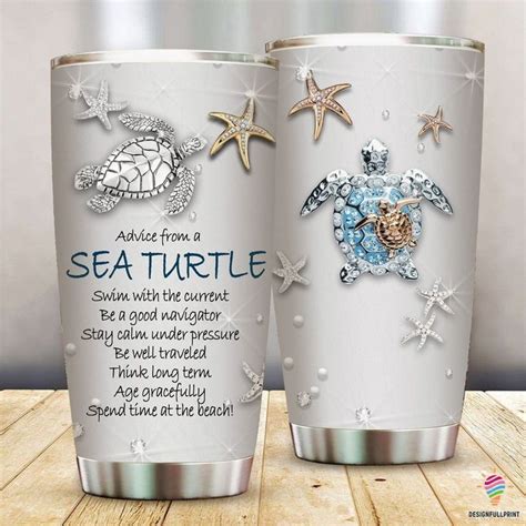 Sea Turtle Gift Silver Turtle Tumbler Nhd In Sea Turtle Gifts