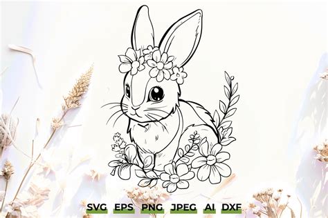 Cute Easter Floral Bunny Svg Sublimation Graphic By Juiceboxy