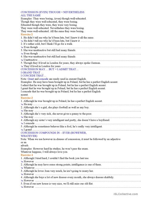 Concession: English ESL worksheets pdf & doc