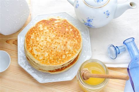 Organic Honey And Pancakes Stock Image Image Of Calorie 68266829