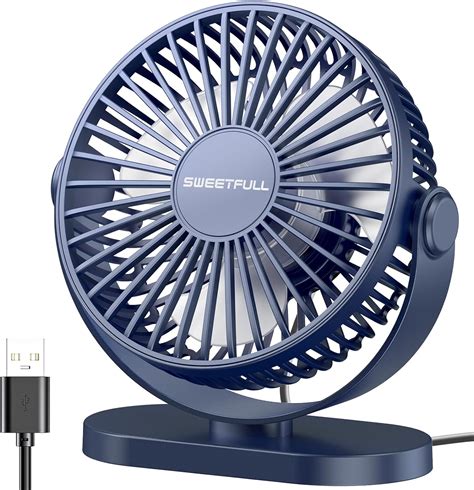 SWEETFULL USB Desk Fan - Small Strong Wind Table Fan Silent, 3 Speeds ...