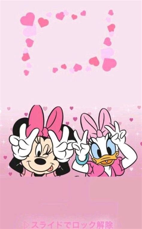 Two Cartoon Characters With Hearts In The Background