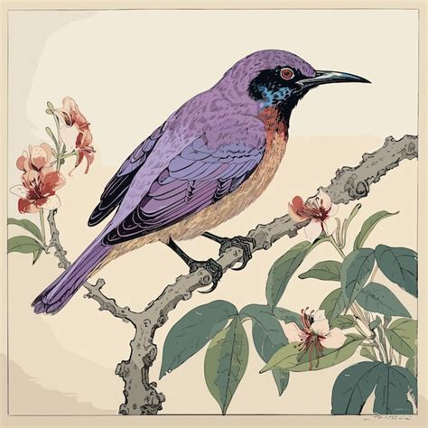 Pintura de un pájaro sentado en una rama de un árbol ilustración de