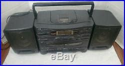 Jvc Pc X Cd Portable System Player Fm Am Dual Cassette Boombox