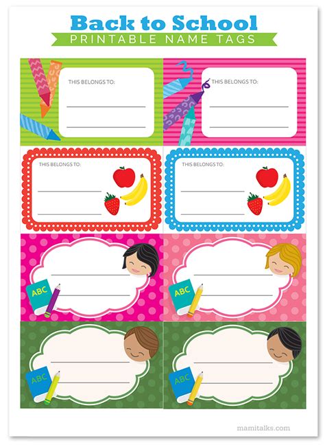 Mami Talks™: Printable Back to School Name Tags