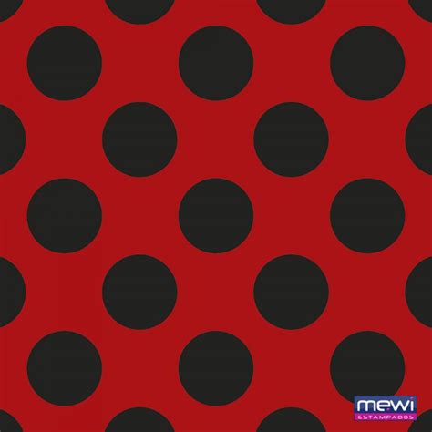 Tecido Estampado Tnt Mewi Poa Preto Grande Fundo Vermelho C Metros