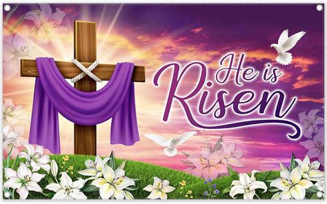 Amazon Zthmoe X Inch Fabric He Is Risen Easter Backdrop Spring