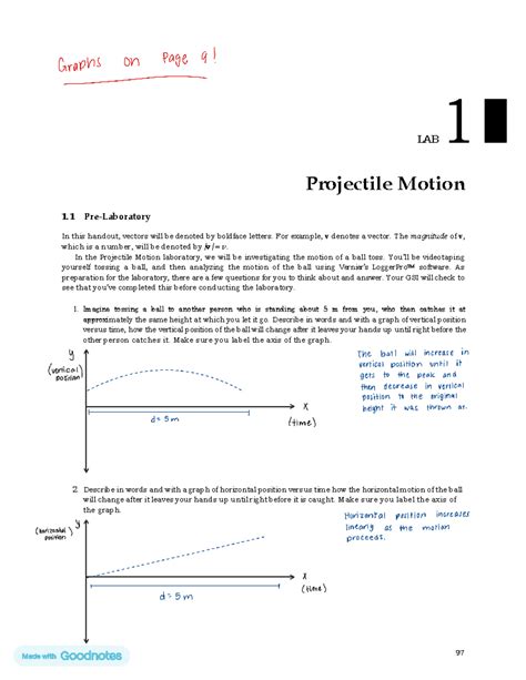 Physics 8a Lab 1 LAB 1 Projectile Motion 1 Pre Laboratory In This