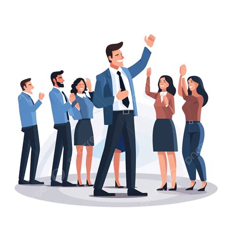 Happy Employee Applaud To Successful Leader Employee Applaud