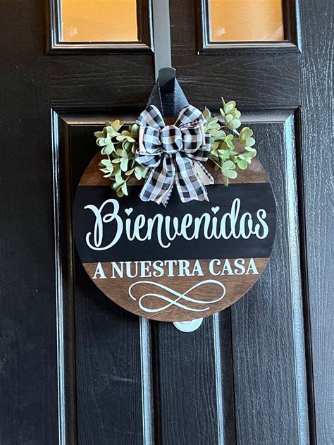 Bienvenidos A Nuestra Casa Door Decor Bienvenidos Door Sign Etsy