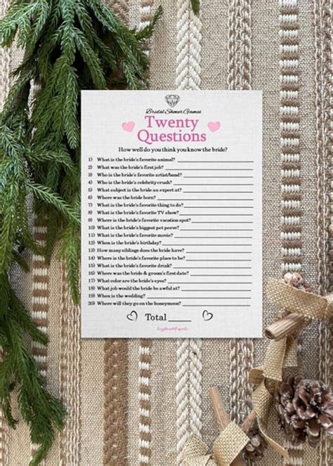 Twenty Questions Game Twenty Questions Baby Shower Game Printable