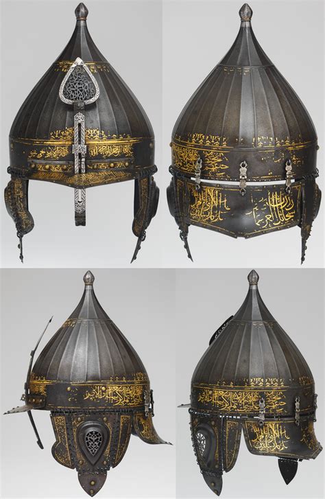 Ottoman Chichak Type Helmet 16th Century Steel Gold Silver