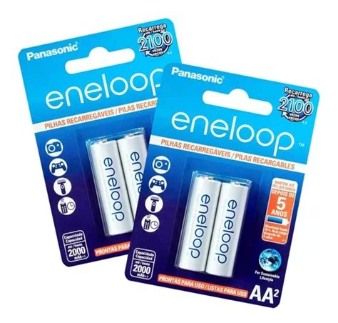 2 Cartelas Pilha Recarregável Panasonic Eneloop Aa 2000mah