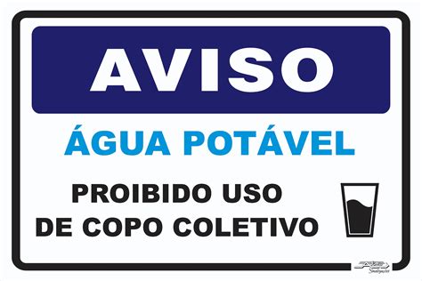 Placa Aviso Proibido Uso de Copo Coletivo Afonso Sinalizações