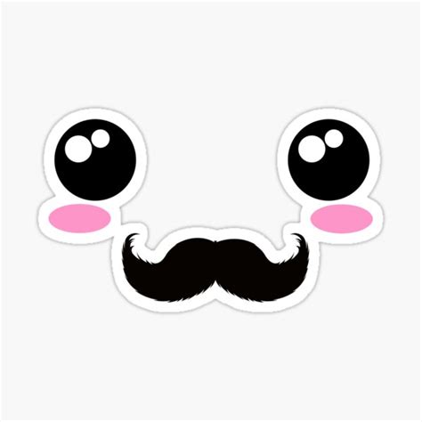 Cute Face Mustache Sticker By Leyzel Redbubble