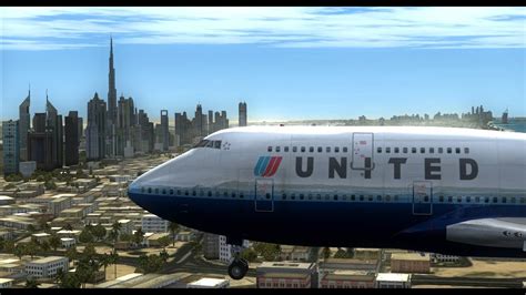 【hd Fsx Movie】united Airways B747 Landing At Dubai Intl Youtube