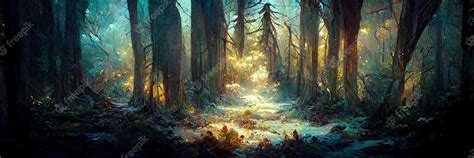 Premium Photo Deep Forest Fantasy Backdrop Concept Art Realistic Illustration Video Game