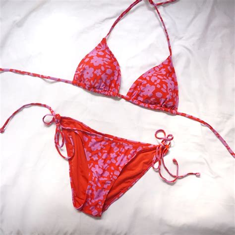 Sold To Ship Red Floral Bikini Women S Fashion Swimwear Bikinis Swimsuits On Carousell