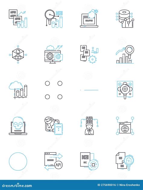 Huge Information Linear Icons Set Insights Analytics Big Data