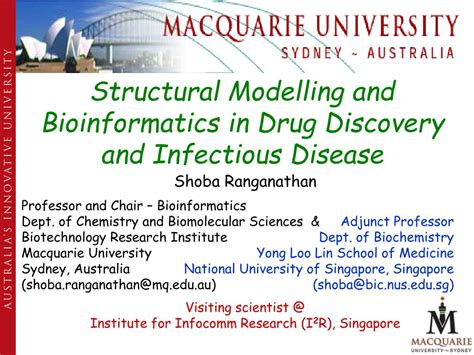 Ppt Structural Modelling And Bioinformatics In Drug Discovery And Infectious Disease