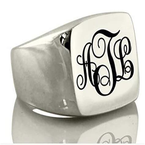 Customized Letter Signet Ring For Men Personalized Monogram Etsy