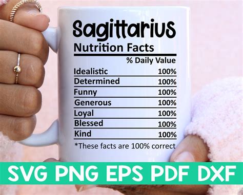 Sagittarius Zodiac Nutrition Facts Svgsagittarius Nutritional Etsy