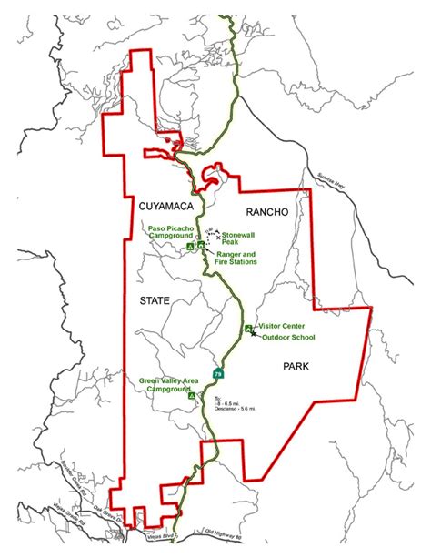 Cuyamaca Rancho State Park Map Cities And Towns Map